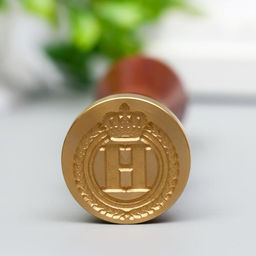 Печать для сургуча с деревянной ручкой «Корона с буквой H», 9×2.5×2.5 см