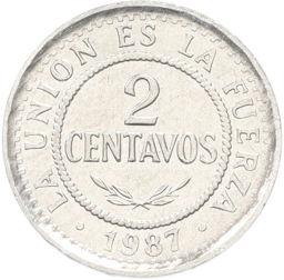 Монета 2 сентаво 1987 года Боливия