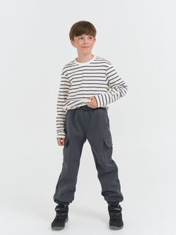 Брюки карго Softshell "Черный меланж" 7+