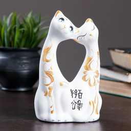 Фигурка керамика Коты влюбленные, белые, 6?11?17 см