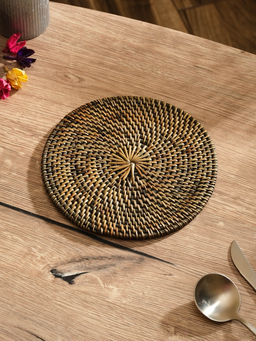 Салфетка сервировочная плетёная круглая, 20×20×0.5 см, ротанг