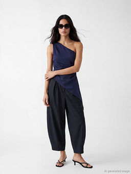 Balloon Fit ?izgili Kad?n Pantolon