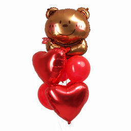 Воздушные шары, букет «Мишка. Сердце», набор 7 шт.