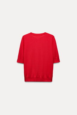 BASIC PLAIN KNIT SHORT SLEEVE TOP - Zara фото 11
