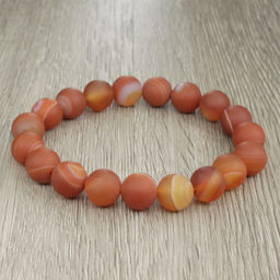 Браслет Классика из натурального матово-оранжевого агата диаметром 10мм - Agat77 фото 2