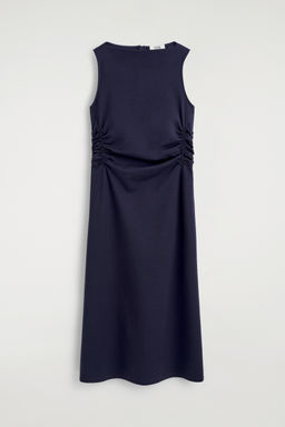 VESTIDO DE ALGOD?N EL?STICO CON CINTURA FRUNCIDA