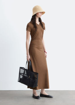 Vestido midi en punto de piqu?
