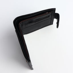 Портмоне мужское на кнопке, отдел для карт, монет, чёрное