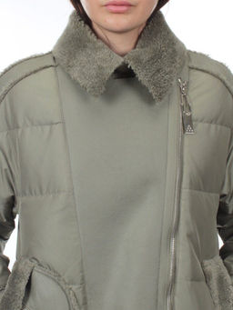 902 GRAY/GREEN Куртка зимняя облегченная женская (холлоффайбер 150 гр., искусственная дубленка) - Fashion фото 6