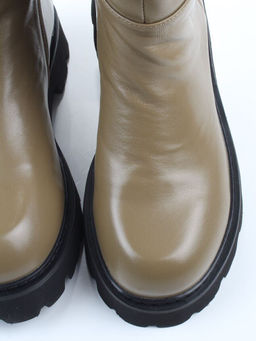 02-E39B-53JN GREEN Сапоги демисезонные женские (натуральная кожа)