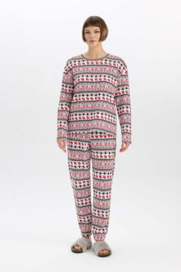 Fall in Love Y?lbas? Temal? Desenli Waffle Pijama Alt?