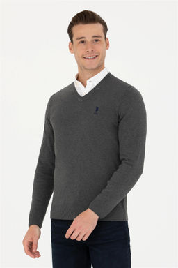 U. S. Polo Assn / Мужской базовый свитер антрацитового меланжа - U.s. polo assn фото 10