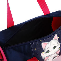 Сумка детская спортивная «Котята», 40×20×20 см, 40×20 х см, синяя, отдел на молнии