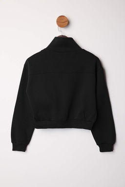 Bordo Kal?n Ici Polarl? Dik Yaka Yar?m Pat Fermuar? Crop Orme Sweatshirt TWOAW26SW00233 - Trendyolmilla фото 6