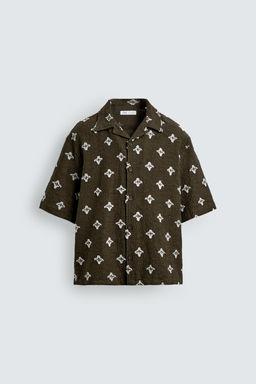 CAMISA JACQUARD TEXTURA / Khaki oscuro - Zara фото 7