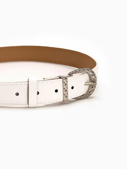 Ремень женский «Кэлли», 110×3 см, пряжка металл, серебристая, белый