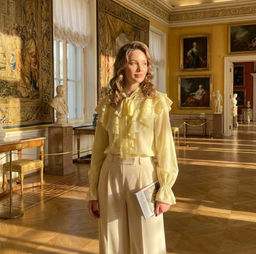 K13365 Рубашка с рюшами ЖЕЛТЫЙ