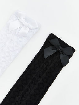 Fiyonk Detayl? K?z ?ocuk Diz Alt? ?orap 2li