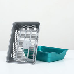 Туалет глубокий с сеткой 36×25×9 см, серый/бирюзовый