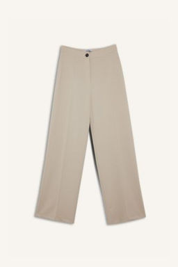 Standart Boy Pantolon Wide Leg Genis Bol Paca Basic Duz Yuksek Bel
