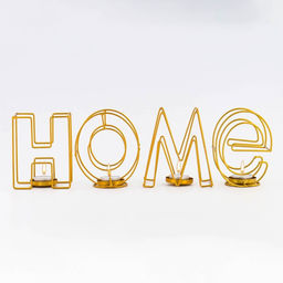 Подсвечник металлический на 4 свечи TAKE IT EASY, Home, 13.5×42 см, золото