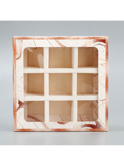 Цена за 5 шт. Коробка для конфет, кондитерская упаковка, 9 ячеек, «Мрамор», 14.5×14.5×3.5 см