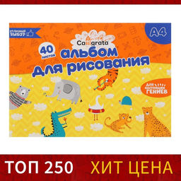 Цена за 4 шт. Альбом для рисования Calligrata А4, 40 листов на склейке, обложка мелованный картон, блок 100 г/м²