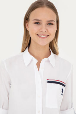 Женская белая рубашка с длинным рукавом - U.s. polo assn фото 9