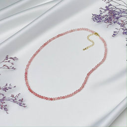 Колье из Клубничного кварца "градиент" 45 см +