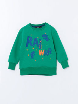 Bisiklet Yaka Bask?l? Erkek ?ocuk Sweatshirt