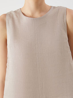 Bisiklet Yaka %100 Keten Bluz