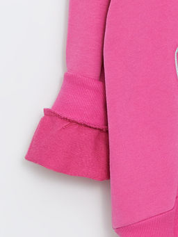 Kap??onlu Bask?l? Uzun Kollu K?z ?ocuk Sweatshirt