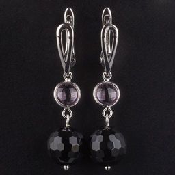 Серьги из Агата черного и Хрусталя