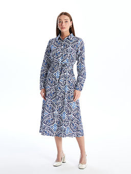 Desenli Uzun Kollu Kad?n G?mlek Elbise