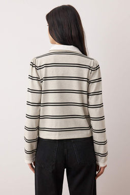 Cok Renkli Cizgili Polo Yaka Fitted/Vucuda Oturan Orme T-Shirt TWOAW26TS00026 - Trendyolmilla фото 4