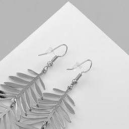 Серьги висячие Лёгкость листва, цвет серебро - Qf фото 2