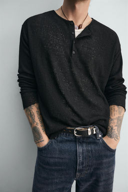 BUTTON-NECK KNIT TOP - Zara фото 6