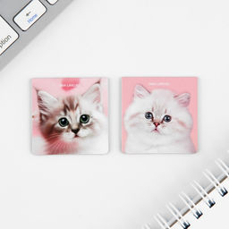 Цена за 2 шт. Набор блокнот А6, 32 листа, наклейки, магнитные закладки «Милый котенок»