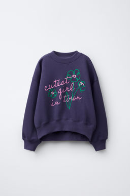 SWEATSHIRT WITH EMBROIDERED SLOGAN
