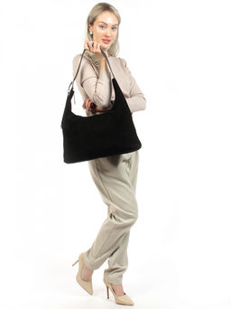 LACCOMA сумка АК3231-Ф-черный натуральная замша хлопок фото 3