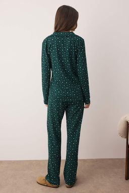 Trendyolmilla Lacivert %100 Pamuklu Galaksi Desenli Orme Pijama Tak?m? THMAW25PT00097  фото 4