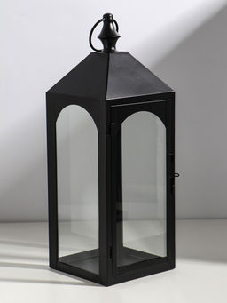 Подсвечник металлический «Фонарь лофт», чёрный, набор 2 шт. свеча 14×14 см, 20×20 см; 15×15×43 см, 21×21×60 см