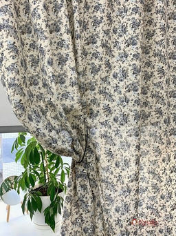 Полулен "Серо-голубые розочки" (на т.суровом), ш.1.5м, хлопок-70%, лен-30%, 140гр/м.кв