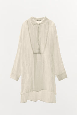 LIMITED EDITION CREASED-EFFECT LINEN BLEND SHIRT - Zara фото 5