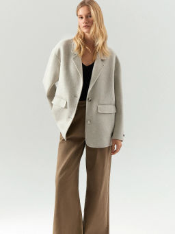 Полупальто Emka R138 шерсть серый  фото 4