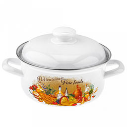 "Италия" Кастрюля эмалированная 2л, форма цилиндрическая, металлическая крышка (Россия)