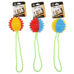 Пэт тойс (Pet toys) Игрушка для кошки Мяч на веревке 7х7см h6,5см, общий размер 28х7х6,5см, резиновая, на картоне, двухцветная, цвета в ассортименте: желтый/красный, желтый/голубой, голубой/красный (Китай) - Домашняя мода фото 4
