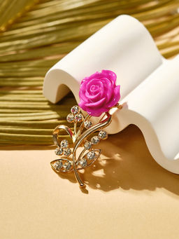 Брошь Цветок, роза нежная, розовая в золоте