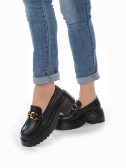 03-PDAG52-1 BLACK Лоферы женские (натуральная кожа)