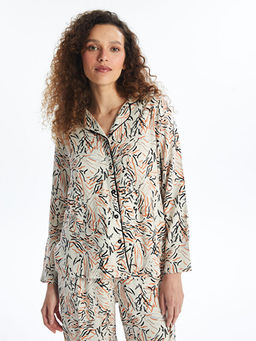 G?mlek Yaka Desenli Kad?n Pijama Tak?m?